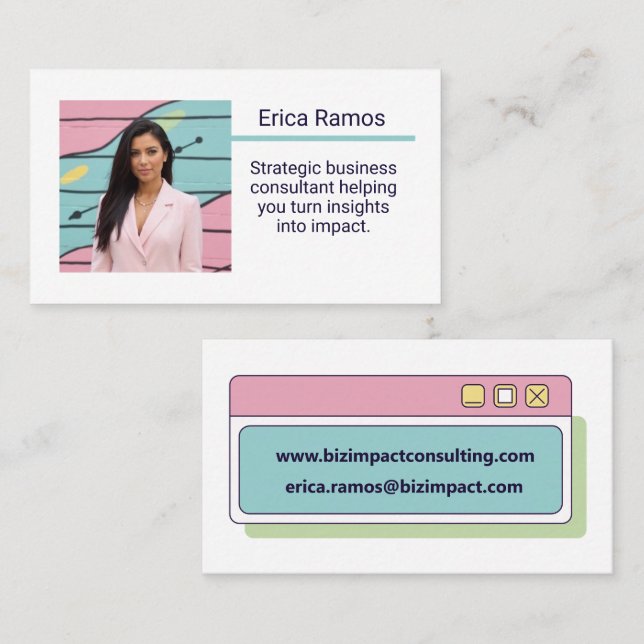 Custom Pic Trendy Consultant Advisor Editable Text Business Card (Front/Back)
