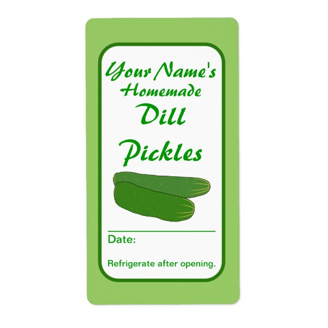 Custom Pickle Jar Labels Add Your Name (Front)