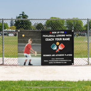 Custom Pickleball Coaching Class Lessons Black Banner