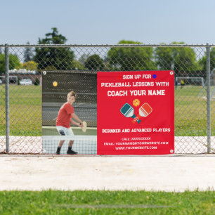 Custom Pickleball Coaching Class Lessons Red Banner