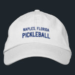 Custom Pickleball Sports Your City, Team Club Name Embroidered Hat<br><div class="desc">The perfect baseball style cap for pickleball enthusiasts.  Add your city/town location or team/club name to create a one of a kind pickleball cap.  Perfect for team gear or tournament events.</div>