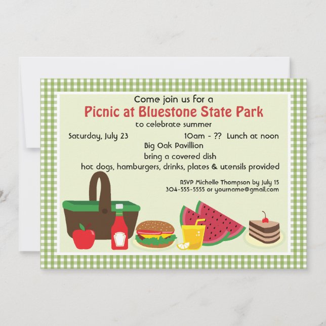 Custom Picnic at the Park Invitation (Front)