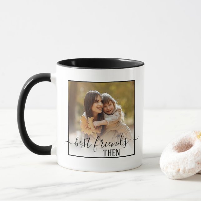 Custom Picture Best Friends Forever Then And Now Mug (With Donut)