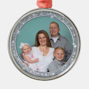 Custom Picture Christmas Ornaments, Silver Photo Metal Ornament