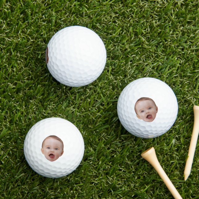 Custom Picture Face, Gift Dad, New Dad Baby Golf Balls (Insitu Grass)