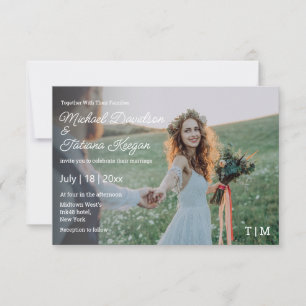Custom Picture Faded Gradient Monogram Wedding Invitation