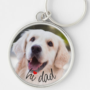Custom Picture Love Heart Hi Dad Text Keychain