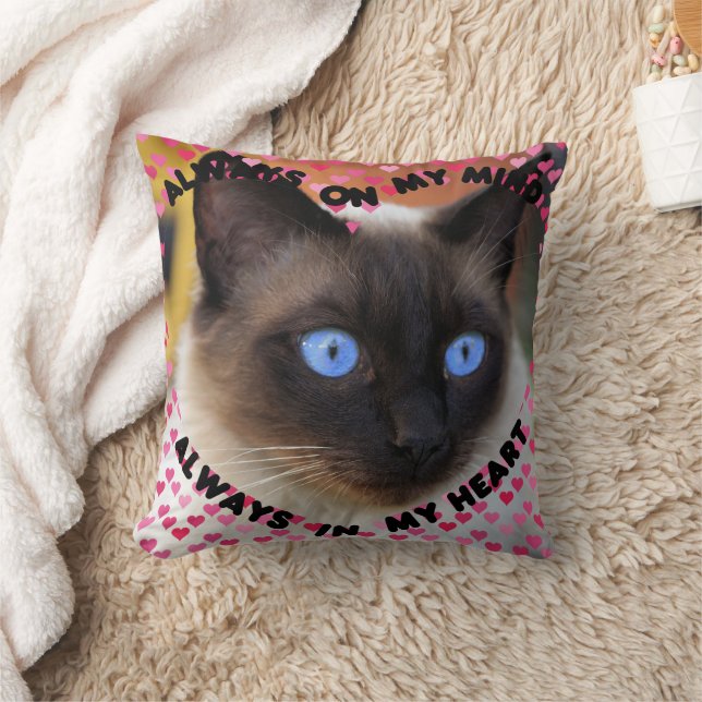 Custom Picture Pink Heart Pattern Heart And Mind  Throw Pillow (Blanket)