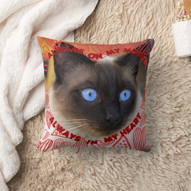 Custom Picture Red Heart Pattern Heart And Mind  Throw Pillow (Blanket)