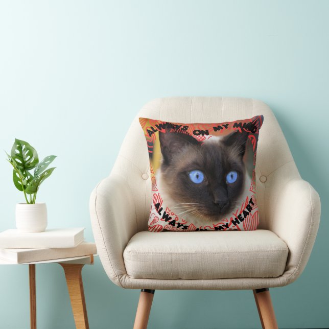 Custom Picture Red Heart Pattern Heart And Mind  Throw Pillow (Chair)