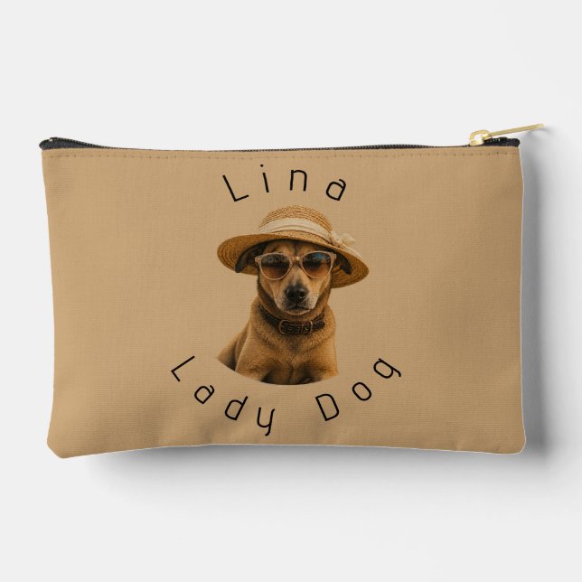 Custom Picture & Text Retro Beach Poster Accessory Pouch (Back)