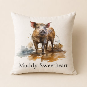 Custom Pig Farmhouse Cottage Accent Throw Pillow