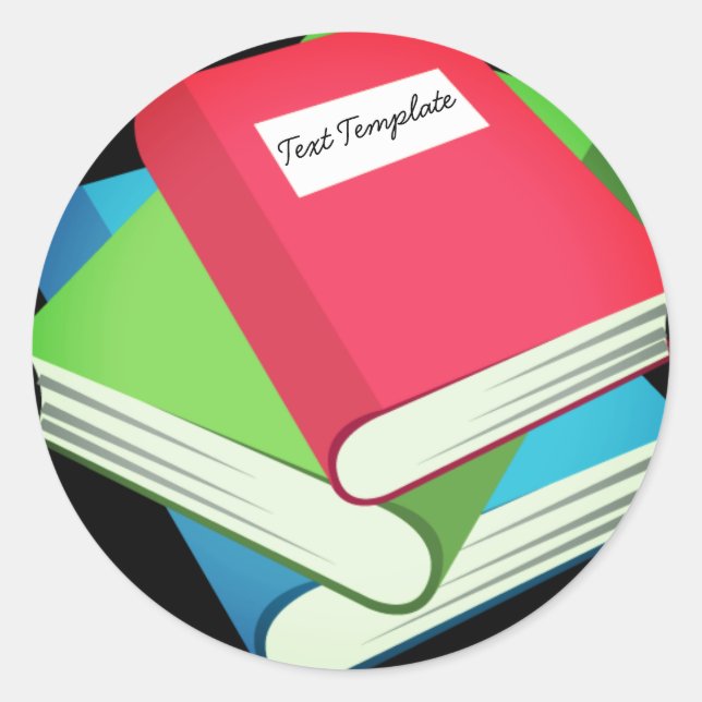 Custom Pile Of Books Emoji Classic Round Sticker (Front)