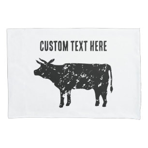 Custom pillow case sleeve with black cow drawing