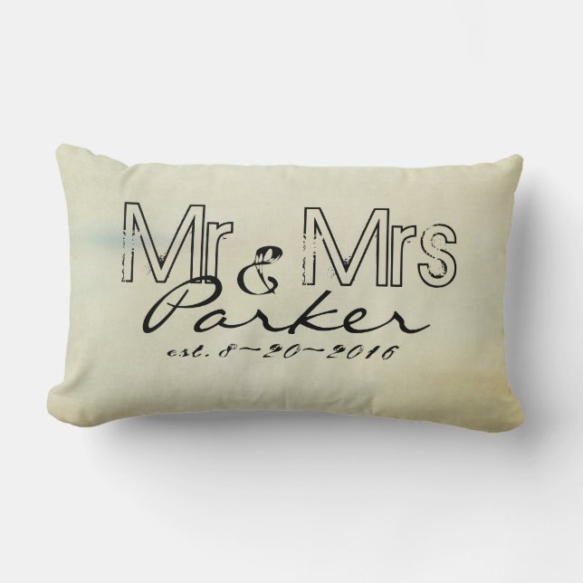 custom pillow Mr and Mrs personalized text (Front)