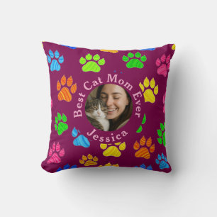 Custom Pillow with Photo & Name Cat Lovers Gift
