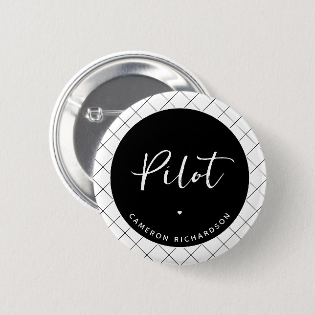 Custom Pilot Aviation School Graduation Elegant 2 Inch Round Button (Front & Back)