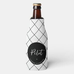 Custom Pilot Aviation School Graduation Elegant Bottle Cooler