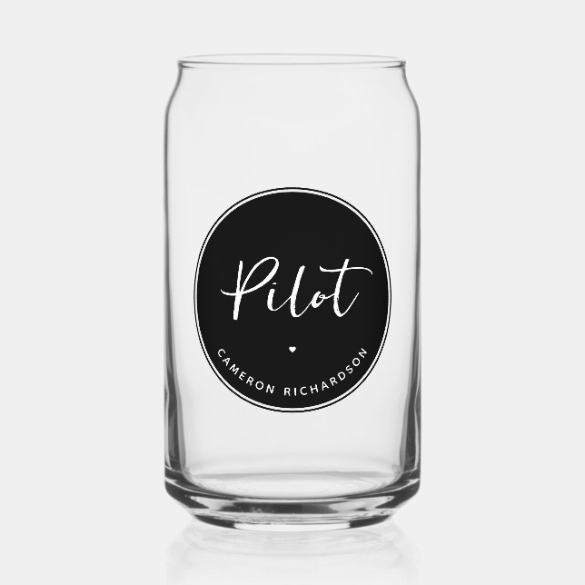 Custom Pilot Aviation School Graduation Elegant Can Glass (Front)