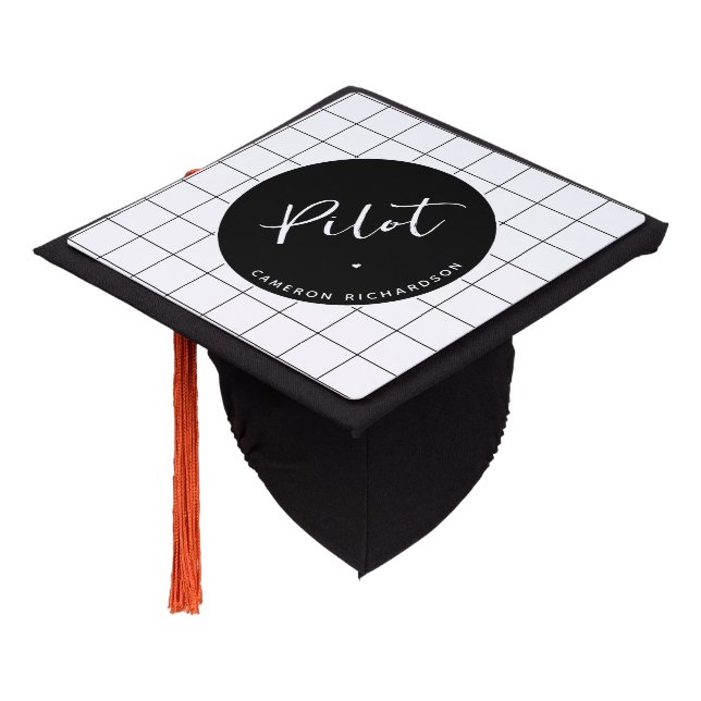 Custom Pilot Aviation School Graduation Elegant Cap Topper (Angled)