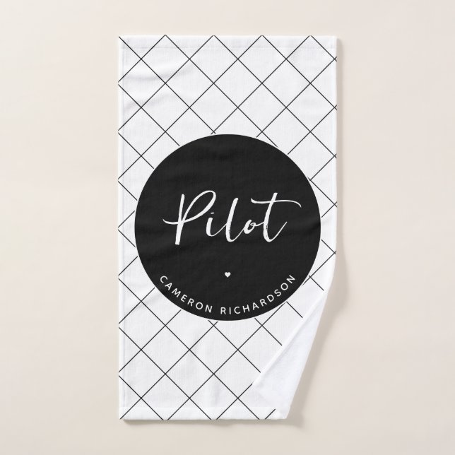 Custom Pilot Aviation School Graduation Elegant Hand Towel (Hand Towel)