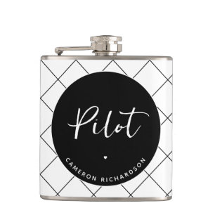 Custom Pilot Aviation School Graduation Elegant Hip Flask
