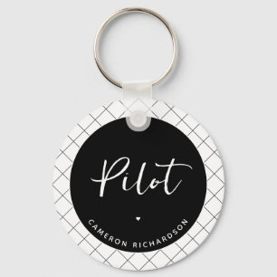 Custom Pilot Aviation School Graduation Elegant Keychain