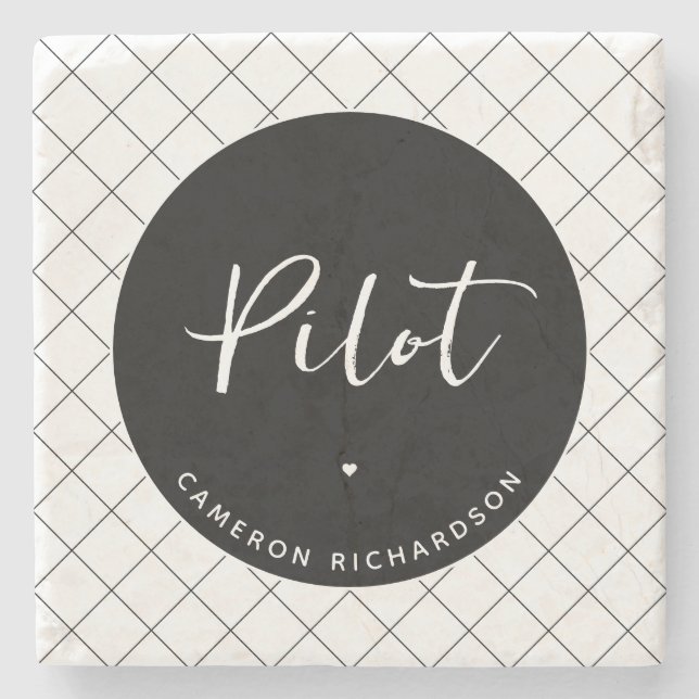Custom Pilot Aviation School Graduation Elegant Stone Coaster (Front)