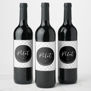 Custom Pilot Aviation School Graduation Elegant Wine Label