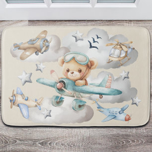 Custom Pilot Teddy Bear  Bath Mat