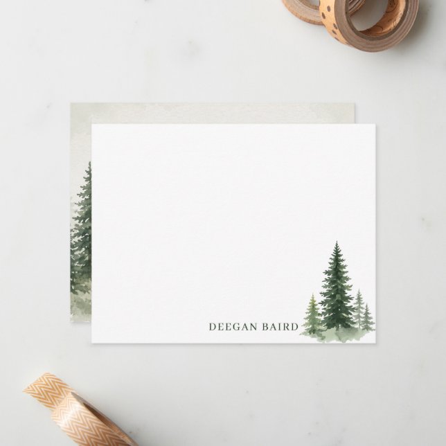 Custom Pine Tree Note Card (Front/Back In Situ)