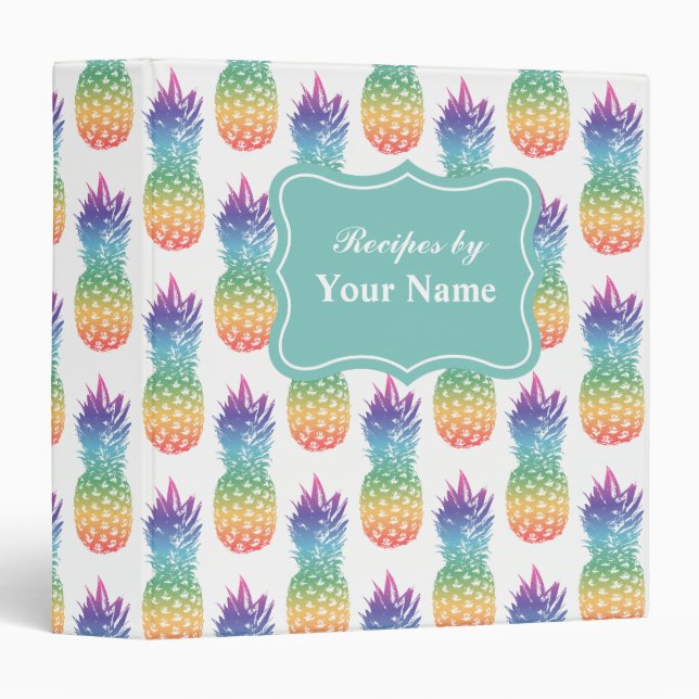 Custom pineapple fruit recipe binder cook book (Front/Spine)