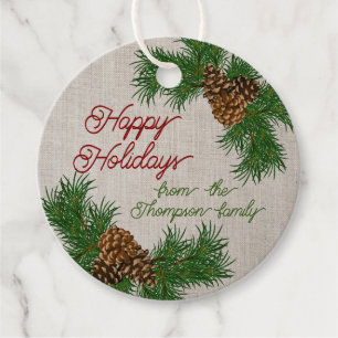 Custom Pinecones Pine Needles Branches Wreath Favour Tags