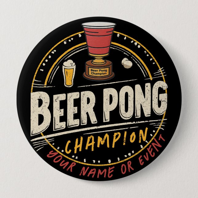 Custom Ping Pong Beer League 4 Inch Round Button (Front)