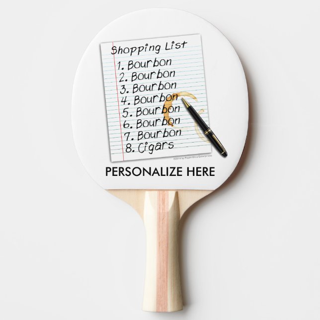 CUSTOM PING PONG PADDLE - BOURBON SHOPPING LIST (Front)