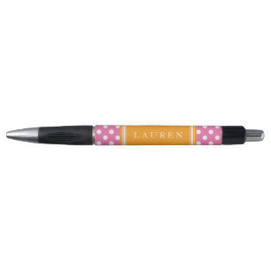 Custom Pink and Orange Polka Dots Pattern Pen