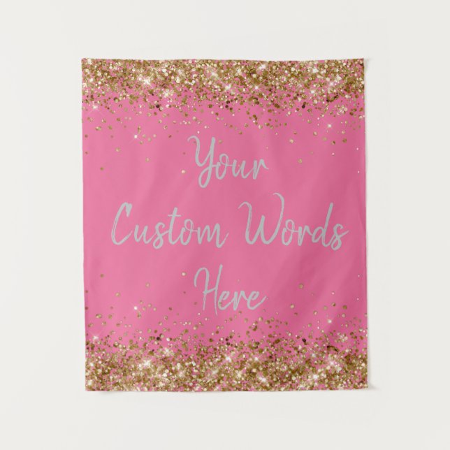 Custom Pink Backdrop Birthday Party Photo Booth Tapestry (Front)