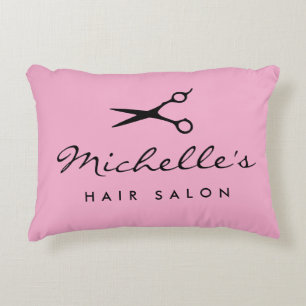Custom pink barber shop or hair salon accent pillow