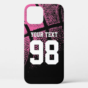 Custom pink basketball jersey number iPhone case