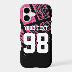 Custom pink basketball jersey number iPhone case