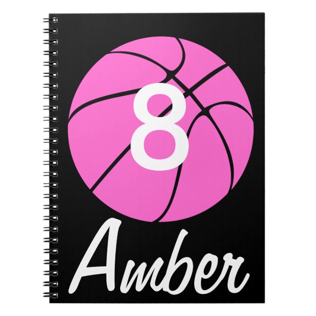 Custom Pink Basketball Notebook (Front)
