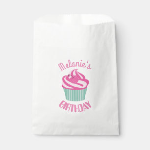 Custom Pink Birthday Cupcake Personalised Favour Bag
