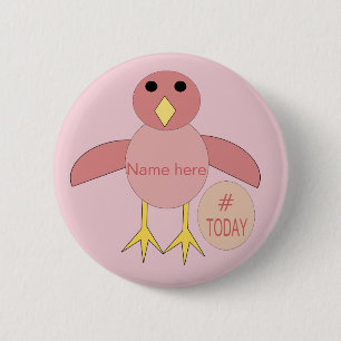 Custom Pink Birthday Girl Chick Button