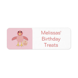 Custom Pink Birthday Girl Chick Food Labels