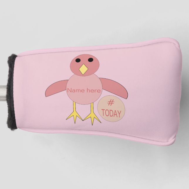 Custom Pink Birthday Girl Chick Golf Putter Cover (Front)