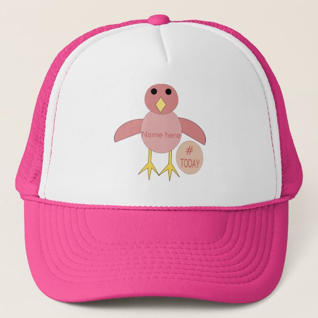 Custom Pink Birthday Girl Chick Hat (Front)