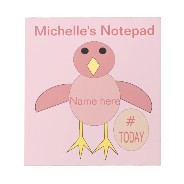 Custom Pink Birthday Girl Chick Notepad (Front)