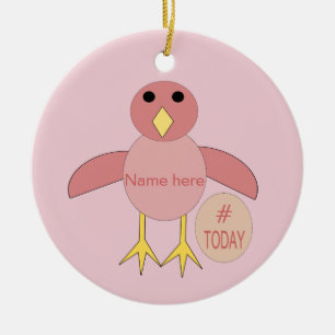 Custom Pink Birthday Girl Chick Ornament