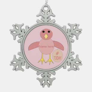 Custom Pink Birthday Girl Chick Ornament