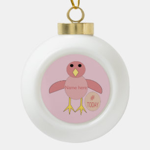 Custom Pink Birthday Girl Chick Ornament